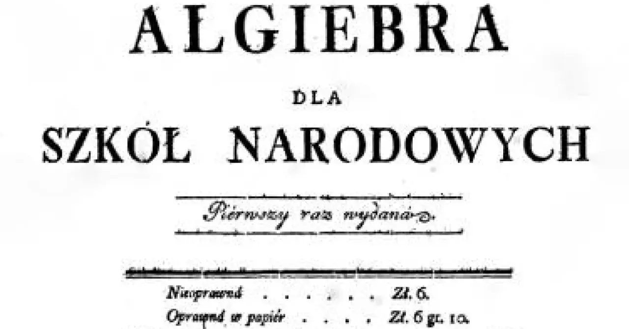 Tytuł "Algebra dla szkół narodowych", wydany przez Komisję Edukacji Narodowej.