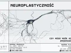 Grafika przedstawia neuron, sugerując, czy mózg to mięsień, który można kształtować. Informacje o centrum terapii.