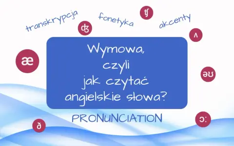 Grafika o wymowie angielskich słów. Pokazuje transkrypcję, fonetykę, akcenty i symbole samogłosek w angielskim.
