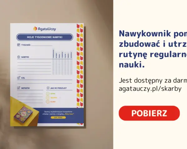 Nawykownik do nauki języka hiszpańskiego. Pomaga budować rutynę i utrzymać regularność. Pobierz za darmo!